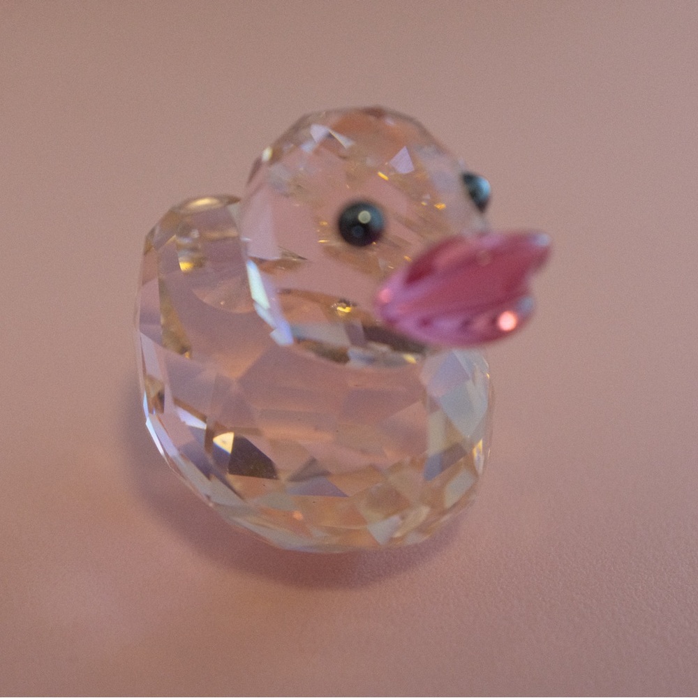 Swarovski Duck Figurine with Pink Beak